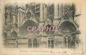Old Postcard Bourges on the Cathedral Portal (Card 1900)