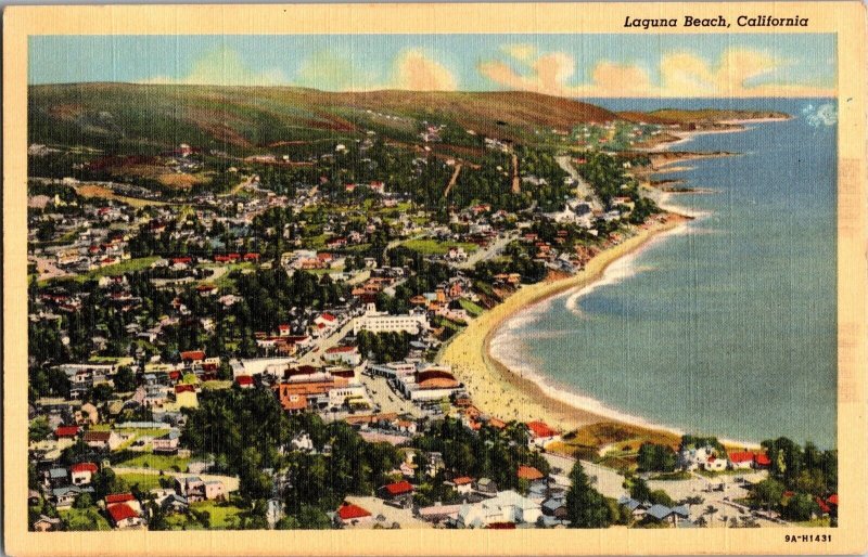 Aerial View of Laguna Beach CA c1942 Vintage Postcard L74 