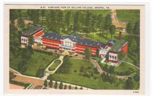 Sullins College Aerial View Bristol Virginia linen postcard