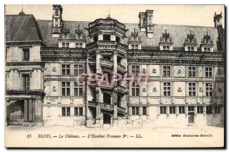 Old Postcard Blois Chateau L & # 39Escalier Francois 1er