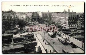 Paris - 4 - The Bridge and the Place St Michel - Old Postcard