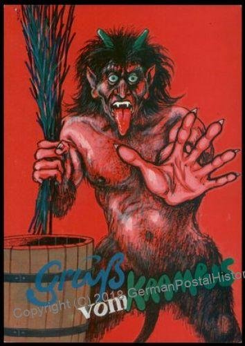 Austria 1960s Classic Krampus Devil Racy Christmas Card UNUSED 95379