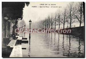 Postcard Old Crue of the Seine Paris Quai de Passy 28 January 1910