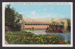 Postcard, United States, Newburyport MA, Chain Bridge