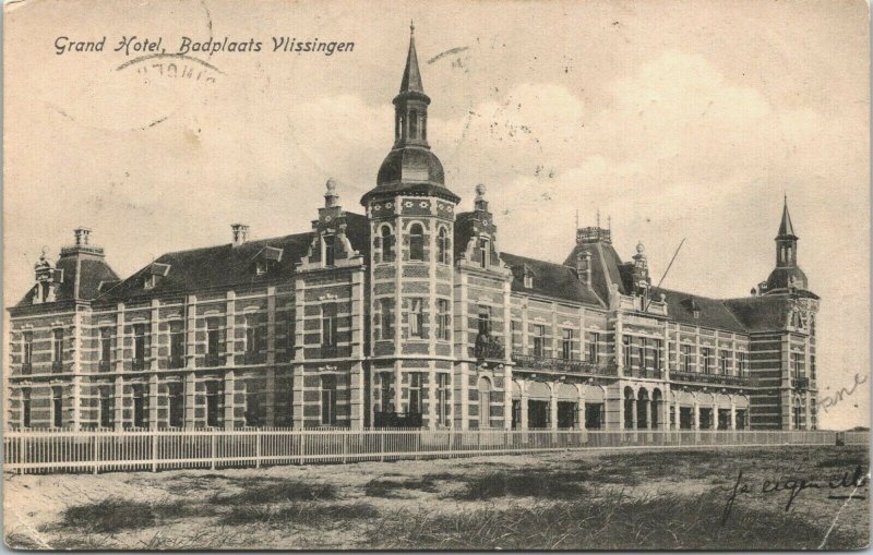 Netherlands Vlissingen Grand Hotel Badplaats  Vintage Postcard 04.09