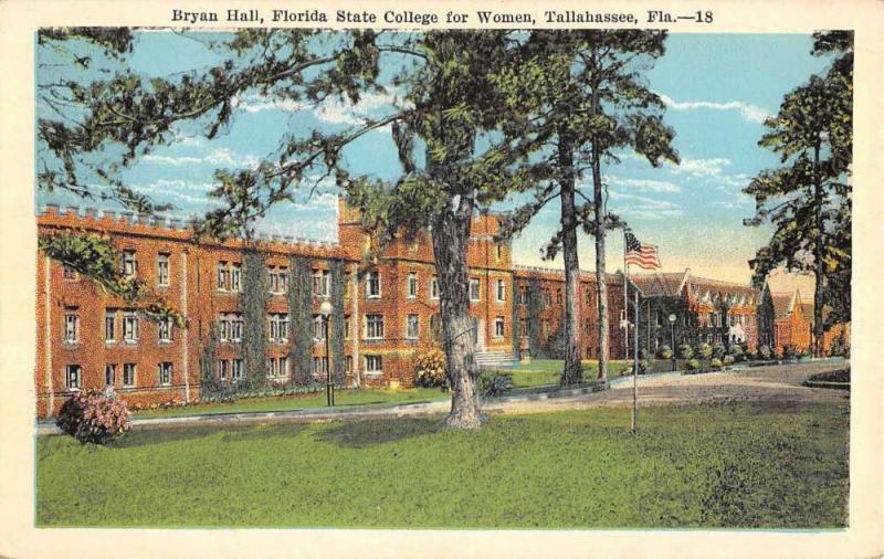 Tallahassee Florida State College For Women Bryan Hall Antique Postcard K63330