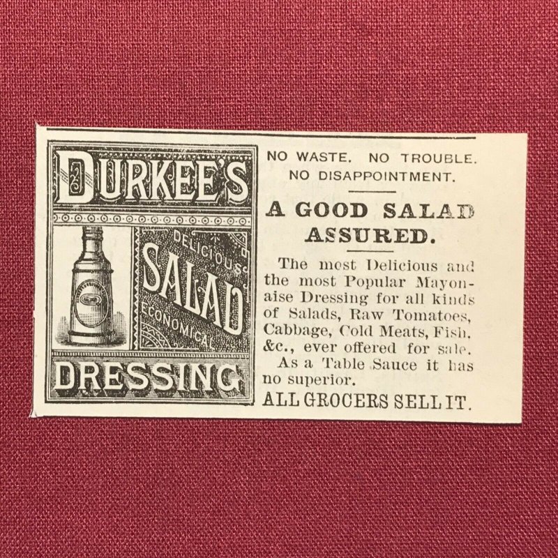  Victorian Original 1884 Print Ad Durkee's Salad Dressing 2V1-27 