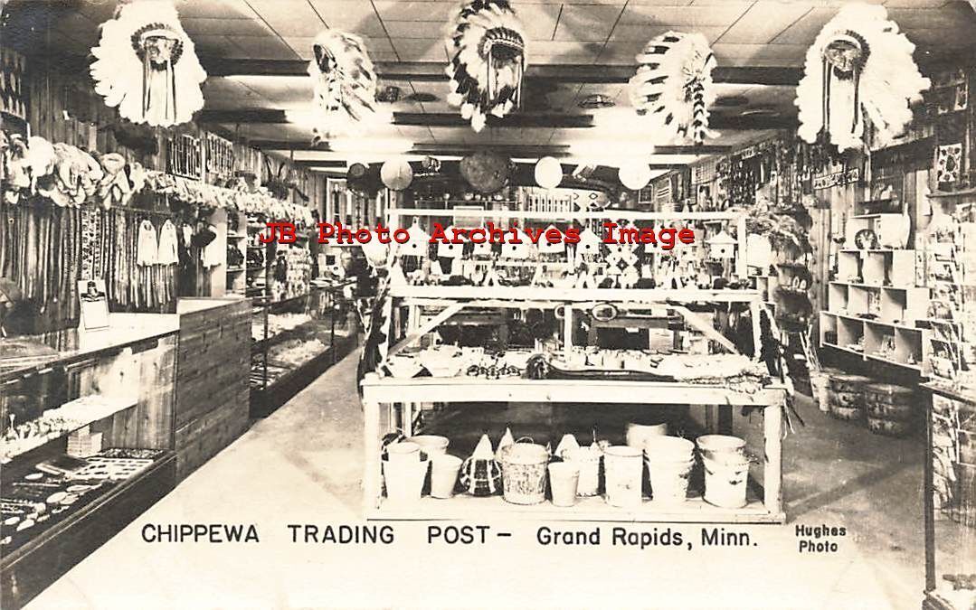 MN Grand Rapids Minnesota RPPC Chippewa Trading Post Interior