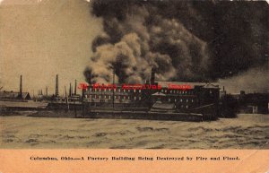 OH, Columbus, Ohio, Factory Building Being Destroyed By Fire & Flood