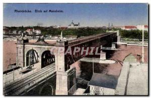 Postcard Old Rheinbrucke Blick auf Mannheim