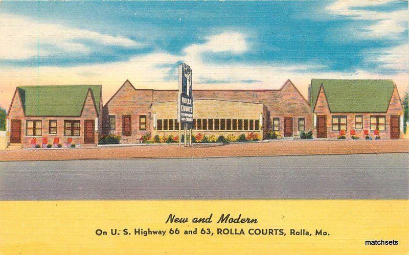 1940s Rolla Courts Roadside ROLLA MISSOURI linen POSTCARD 4195
