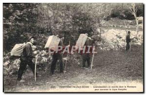 Old Postcard Frontiere Franco Swiss Customs Smugglers running into the mounta...