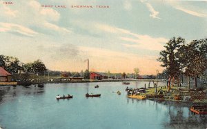 J35/ Sherman Texas Postcard c1910 Ewood Lake Scene Boats Shore  24