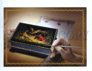 545350 RUSSIA 2021 advertising for lacquer painting on Palekh boxes postcard