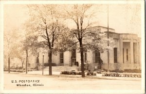 RPPC Post Office, Wheaton IL Real Photo Vintage Postcard H63