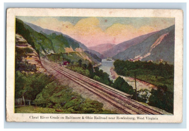 1908 Cheat River Grade, Baltimore & Ohio Railroad, Rowlesburg W.VA Postcard P30E