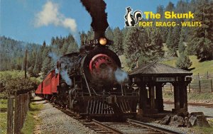 SKUNK TRAIN Willits, Fort Bragg, CA Ranch Station Noyo River 1960s Postcard