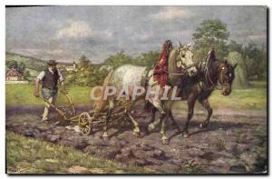 Old Postcard Carriages Plowing Plowing