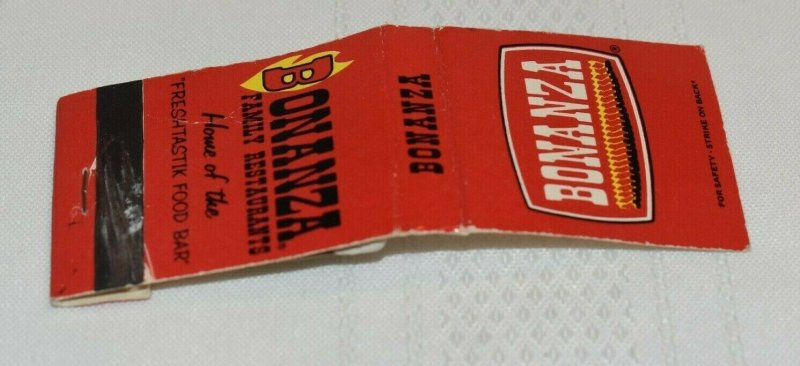 Bonanza Family Restaurants Red 20 Strike Matchbook