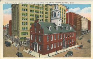 Boston MA Old State House, Washington and State Streets Vintage Postcard