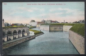 America Postcard - View Along The Moat, Fortress Monroe, Virginia  RS10941
