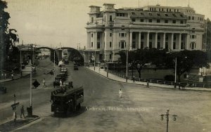 singapore, Anderson Bridge, Trolley Bus (1910s) RPPC Postcard (1)