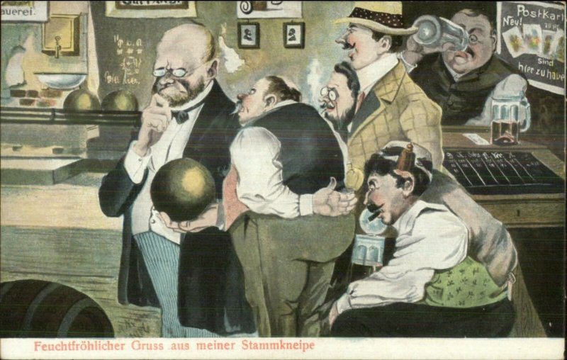 Men Bowling Drinking Beer Comic Feuchtfrohlicher Gruss Aus Meiner Stammkneipe