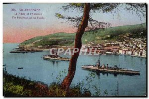 Old Postcard Villefranche La Rade and L & # 39Escadre Charter