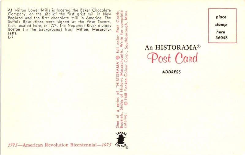 Vintage Postcard- Milton Lower Mills, Milton, MA.