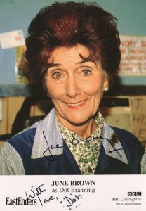 June Brown Dot Cotton Eastenders BBC Hand Signed Cast Card