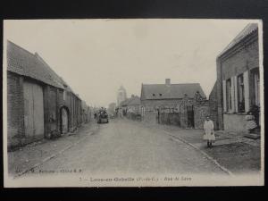 France: LOOS-EN-GOHELLE Rue de Lens - showing STEAM TRACTION ENGINE ROLLER c1915