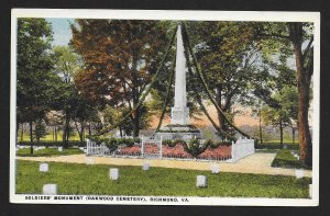 Oakwood Cemetery Soldiers Monument Richmond VA Unused c1920s