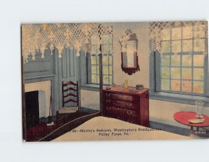 Postcard Martha's Bedroom, Washington's Headquarters, Valley Forge, Pennsylvania