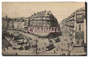 Old Postcard Marseille Perspective of the Street of the Republic Tram