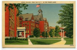 Keuka College Penn Yan Finger Lakes New York linen postcard