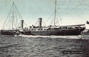 LPD28 Ostende Sortie de la Malle Ship Steamer Postcard