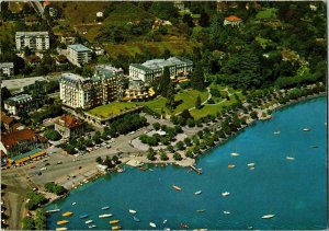 Le Beau Rivage Lausanne Ouchy Suisse Hotel de Luxe du Leman Postcard Aerial Vtg 