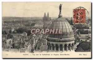 Postcard Old Tours View the Cathedral and St. Martin & # 39Eglise