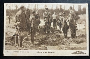 Mint Australia Postcard RPPC WWI Australian Troops France Burial In Battlefield