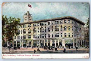 1908 Montreal Quebec Canada Vintage Postcard Birks Building Philipps Square