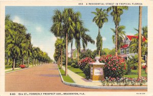 15th Street Prospect Avenue Bradenton Florida 1941 linen postcard