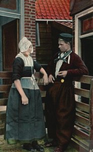 Vintage Postcard 1910's Volendam Lover's Sweet Moment Courtship