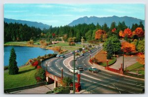 Postcard Stanley Park, Vancouver B.C. Road with Vintage Automobiles, c1950s?  P2