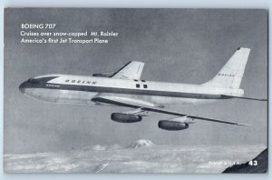 Airplane Boeing 707 Cruises Over Snow Capped America's First Jet Postcard