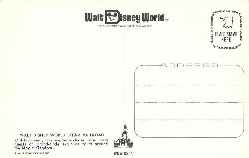Walt Disney World  Steam Railroad,  WDW,Vintage Postcard