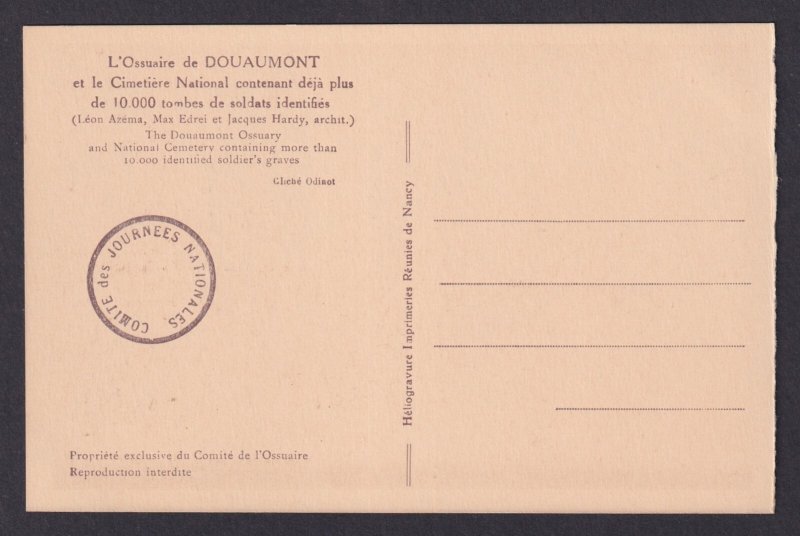 FRANCE, Vintage postcard, Verdun, The Douaumont Ossuary, WWI