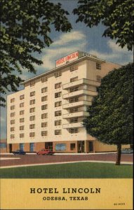 Odessa Texas TX Hotel Lincoln Linen Vintage Postcard
