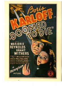 Doomed to Die Movie Poster, Boris Karloff