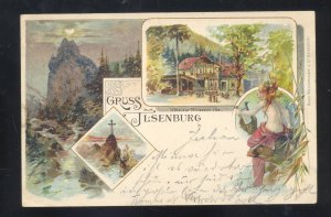 1898 GRUSS AUS JESENBURG GERMANY MULTI VIEW ANTIQUE VINTAGE POSTCARD