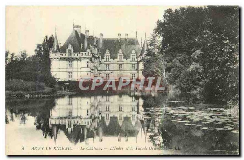 Old Postcard Azay le Rideau Chateau Indre and East Facade